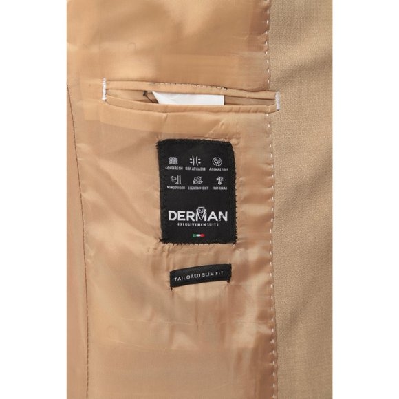 Derman Cream Patterned Fabric Luxury Suit 3 Pieces - Picture 5 of 6